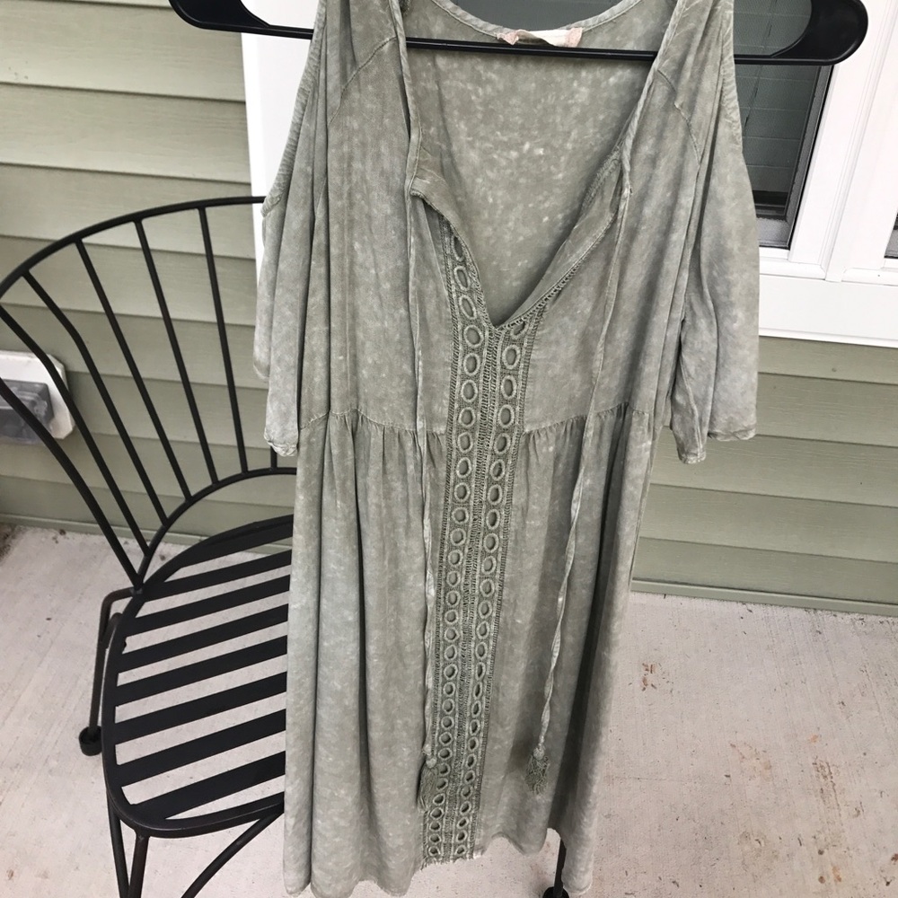Olive Altar'd State Cold Shoulder Dress